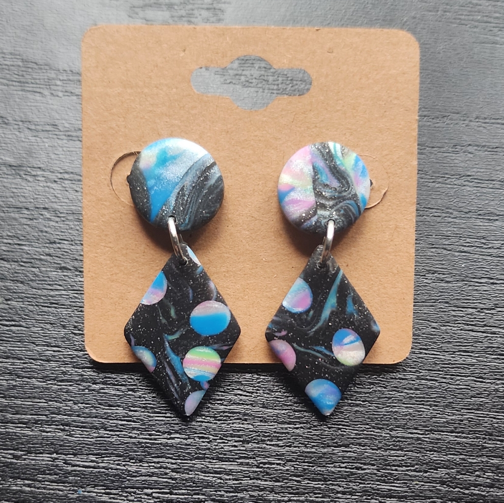 Black Glitter Clay Earrings